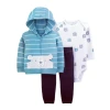 New autumn and winter children's sweatshirt fabric, men's and women's hooded long-sleeved baby three-piece set Item Picture